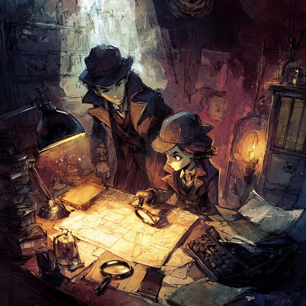 探偵小説の世界観を描いたイラスト