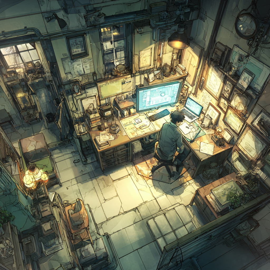 探偵小説の世界観を描いたイラスト